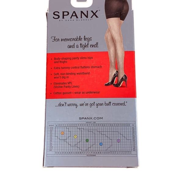 SPANX Black Side Seam Fishnet Tight-End Tights Size A - Picture 2 of 6